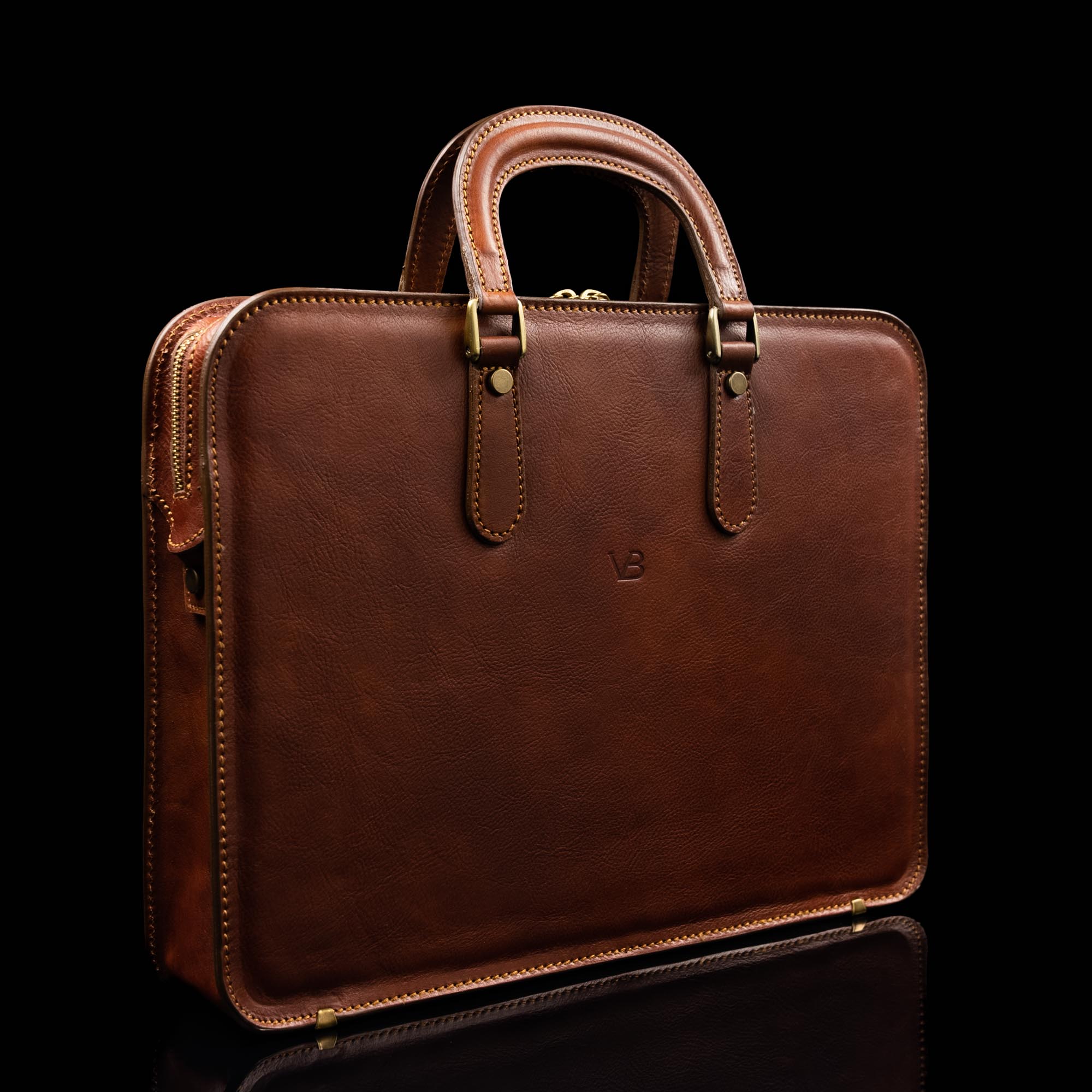 Small Rectangular Briefcases Slim Leather Briefcases for Men: Minimalist & Thin Design - Von Baer