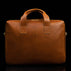 Essential modern briefcase full grain leather tan front view