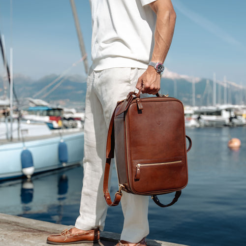 10X Convertible Leather Messenger Backpack Briefcase for Men