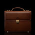 Von Baer No.3 men’s compact full-grain leather laptop briefcase in brown, front view for professional work.