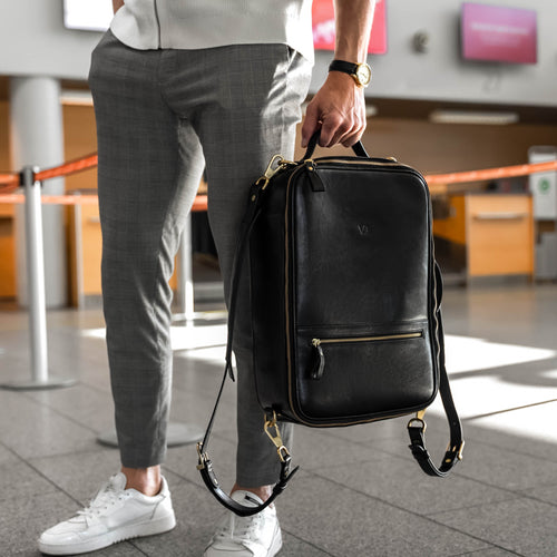 10X Convertible Leather Messenger Backpack Briefcase for Men
