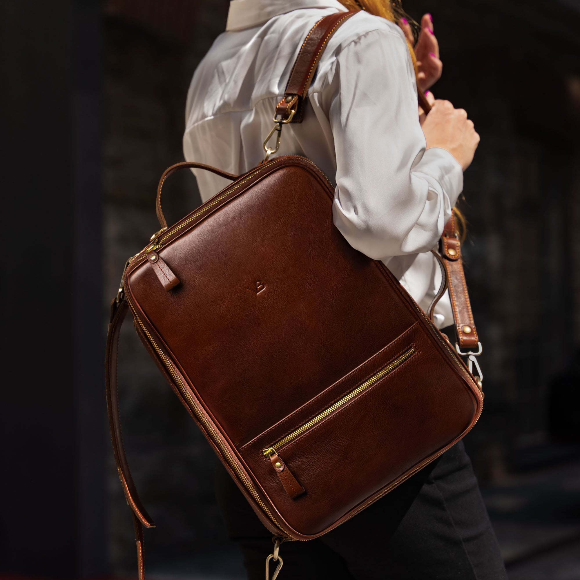 Leather laptop rucksack womens online