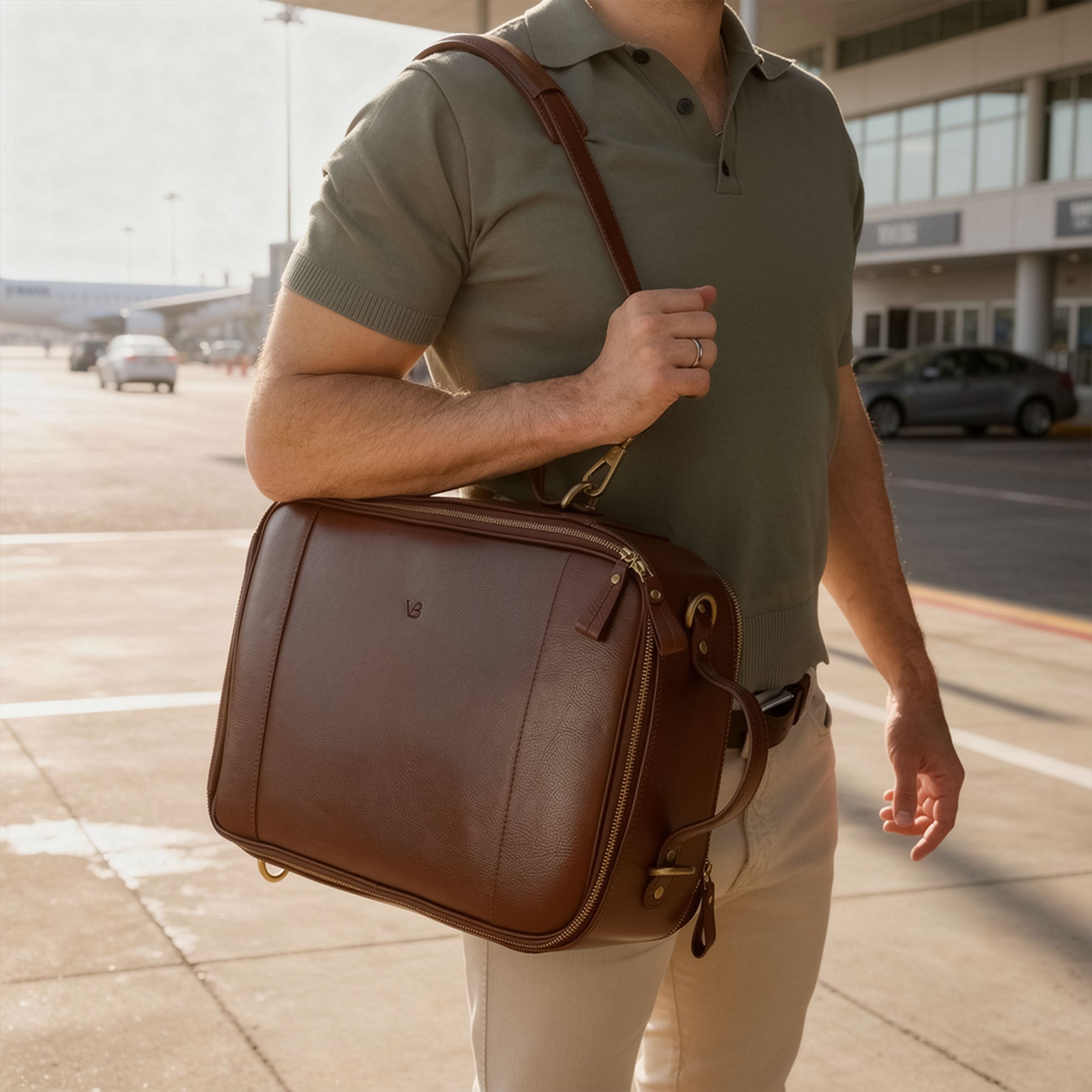 10X Convertible Leather Messenger Backpack Briefcase for Men - Von