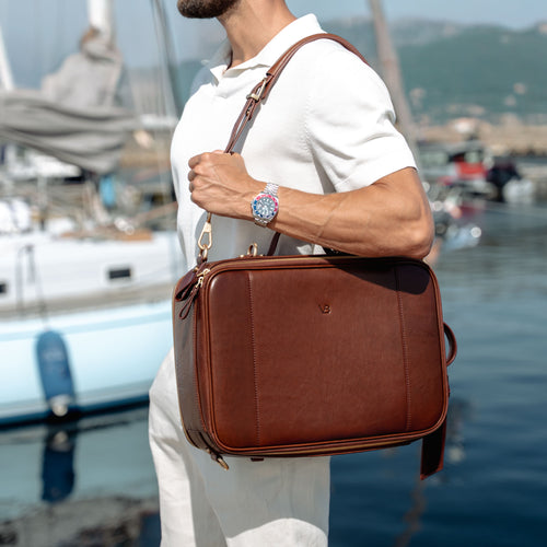10X Convertible Leather Messenger Backpack Briefcase for Men