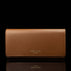 Von Baer Allure large cognac tan full-grain leather accordion wallet with RFID protection, shown in a front view highlighting the full structure and gold-tone branding.