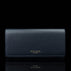 Von Baer Allure large navy blue full-grain leather accordion wallet with RFID protection and gold-tone branding, shown in a front view against a black background.