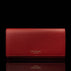 Von Baer Allure large red full-grain leather accordion wallet with RFID protection and gold-tone branding, shown in a front view against a black background.