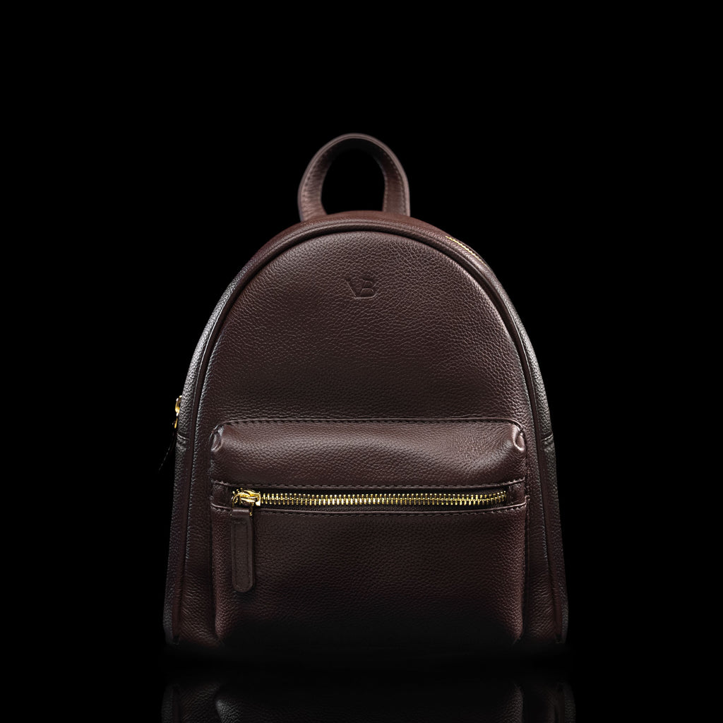 Bella Women's Small Leather Backpack Dark Brown