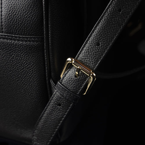 black leather backpack with metal Women's Mini Leather Backpack