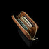 Von Baer Celeste small tan full-grain leather zip-around wallet shown filled with cards and dollar notes, featuring RFID protection, gold-tone zipper hardware, and gold-embossed Von Baer Tallinn branding against a black background.