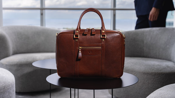 Brown Leather Laptop Bag - Von Baer City Business (President Suite)