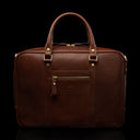 Von Baer City Business Luxury Leather Laptop Bag in solid brown, front view.