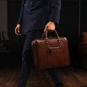 von baer city large leather laptop bag high quality bag solid brown business style 2