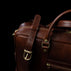 von baer city large leather mens laptop bag for work brown adjustable shoulder strap close up