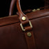 von baer city large leather mens laptop bag for work brown fits up to 17 inch laptop brass hardware close up