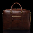 von baer city large leather mens laptop bag for work brown fits up to 17 inch laptop front view