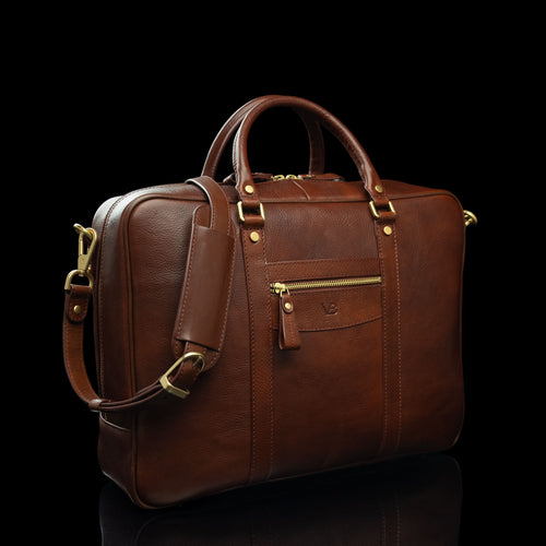 Large 17-inch Leather Laptop Bag for Men with Detachable Shoulder