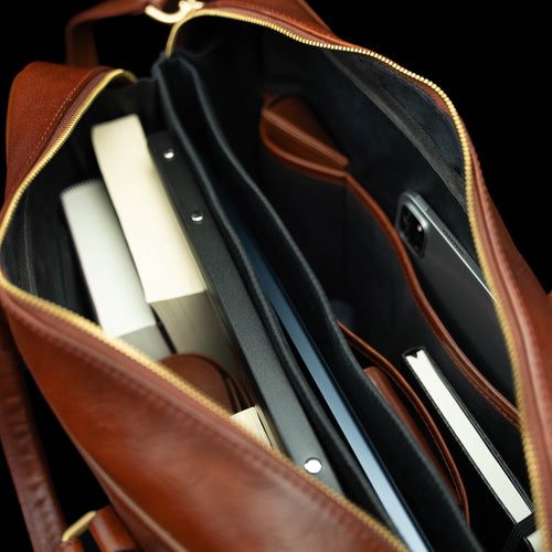 City Large: 17-inch Leather Laptop Bag for Men with Detachable Shoulder Strap - Luxury Travel Briefcase