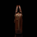 Von Baer City Luxury leather laptop bag side view showcasing elegant craftsmanship and premium leather design.