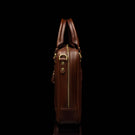 Von Baer City Luxury leather laptop bag side view showcasing elegant craftsmanship and premium leather design.