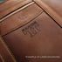 Von Baer City premium leather laptop bag featuring laser engraving personalization with a logo example.