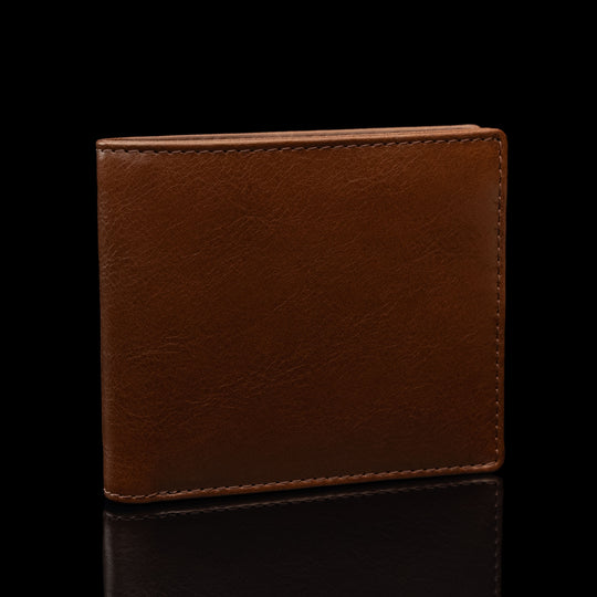 von baer classic bifold luxurious italian leather mens wallet brown