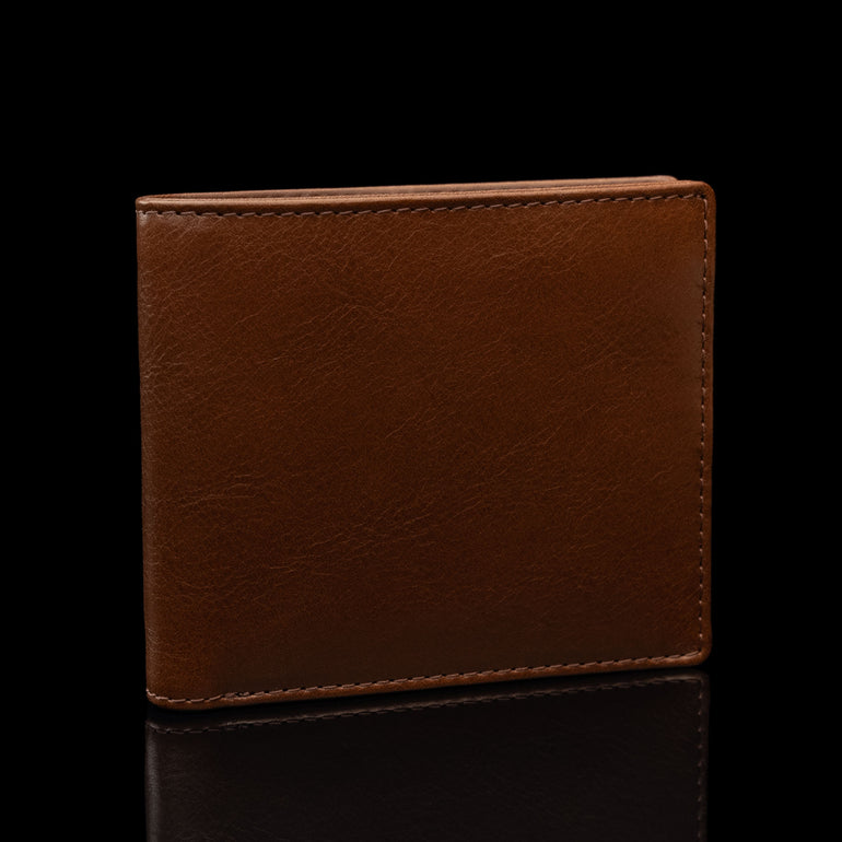 von baer classic bifold luxurious italian leather mens wallet brown