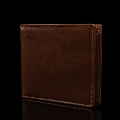 von baer classic bifold luxurious italian leather mens wallet brown