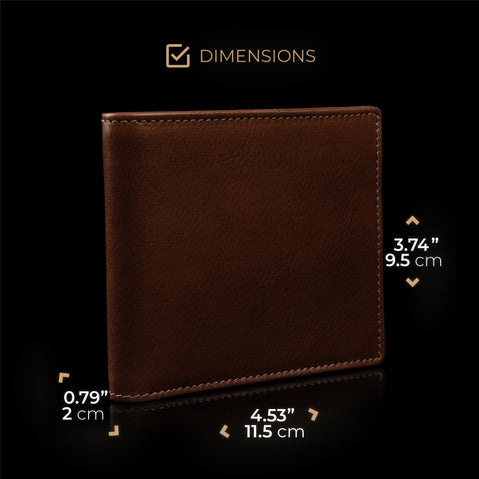 von baer classic bifold luxurious leather brown color wallet for men dimensions