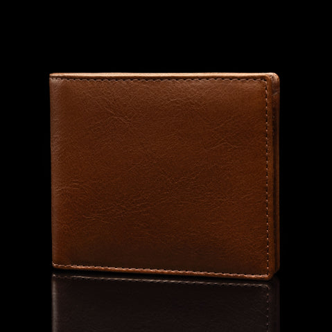 von baer classic bifold luxurious leather brown wallet for men half turned view