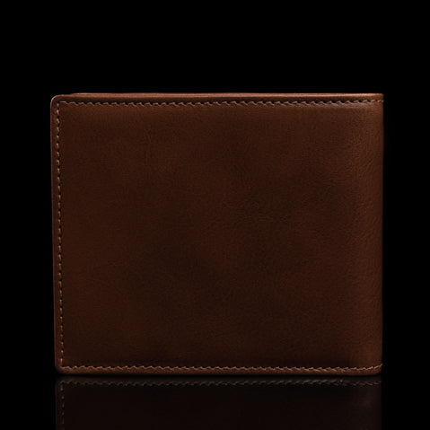 von baer classic bifold luxurious leather brown wallet for men rear view