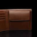 Von Baer Classic bifold luxury Italian leather men's wallet close-up with RFID and coin compartment