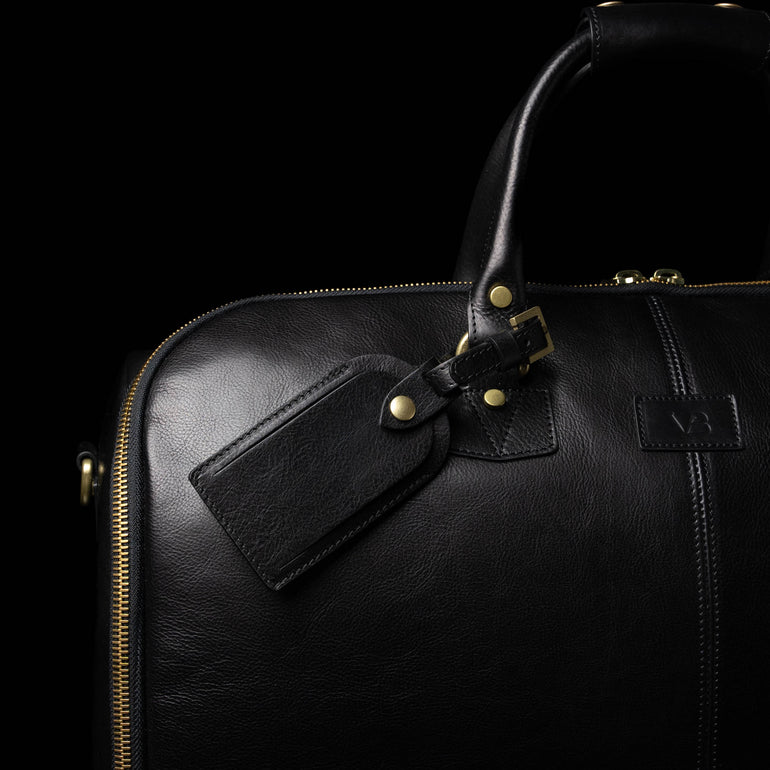 von baer classic leather luggage tag black for travel