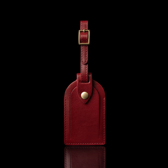 Von Baer Compact Classic red leather luggage tag front view