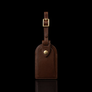 on Baer Compact Classic solid brown leather luggage tag front view