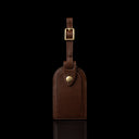 on Baer Compact Classic solid brown leather luggage tag front view
