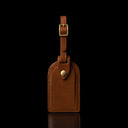 Von Baer Compact Classic tan leather luggage tag front view