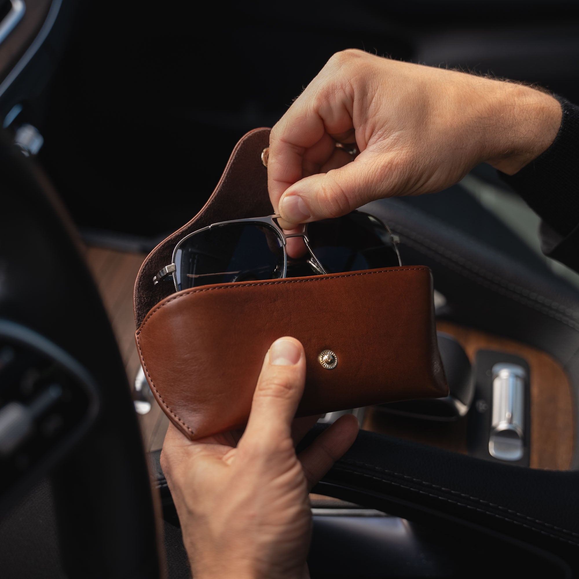 Luxury Leather Glasses Case for Men - Von Baer