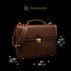 Von Baer diplomat men’s compact full-grain leather laptop briefcase in brown with carry-on compliant dimensions for professional work.