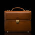 Von Baer diplomat men’s compact full-grain leather laptop briefcase in tan, front view for professional work.