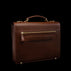 Von Baer diplomat men’s compact travel full-grain leather laptop briefcase in brown, rear view for business travel and professional work.