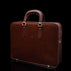 Von Baer Elegant high-quality slim full-grain leather laptop bag in brown, half-turned view for men.