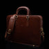 Men’s Von Baer Elegant high-quality slim full-grain leather laptop bag in brown, featuring an adjustable shoulder strap.