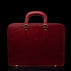 Men’s Von Baer Elegant high-quality slim full-grain leather laptop bag in red, front view.