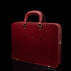 Men’s Von Baer Elegant high-quality slim full-grain leather laptop bag in red, half-turned.