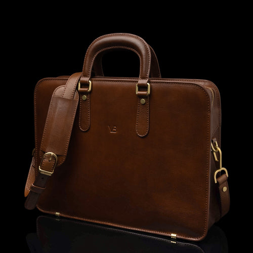 Elegant Slim Leather Laptop Bag Classic Tan Elegant Slim Leather Laptop Bag Classic Tan