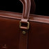 Men’s Von Baer Elegant high-quality slim full-grain leather laptop bag in brown, featuring solid brass hardware.