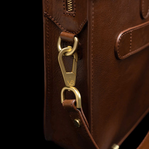 Slim Leather Laptop Bag for Men with Shoulder Strap and 14  display picture 3