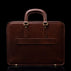 Men’s Von Baer Elegant high-quality luxury slim full-grain leather laptop bag in brown, back view of luggage strap.