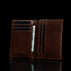 von baer element comfortable small leather card case wallet brown inside view with dollars